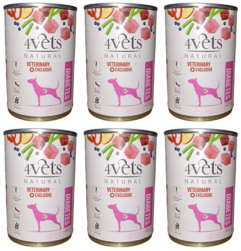 Levně 4Vets Natural Dog Diabetes 6 plechovek 400 g