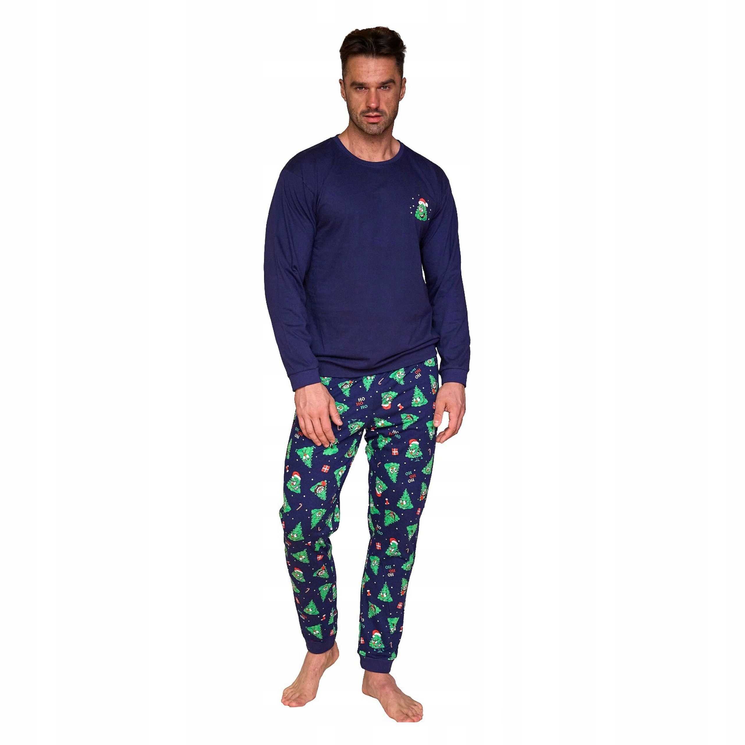 Pánské pyžamo L Christmas Tree Cornette vánoční námořnická modrá dlouhé kalhoty