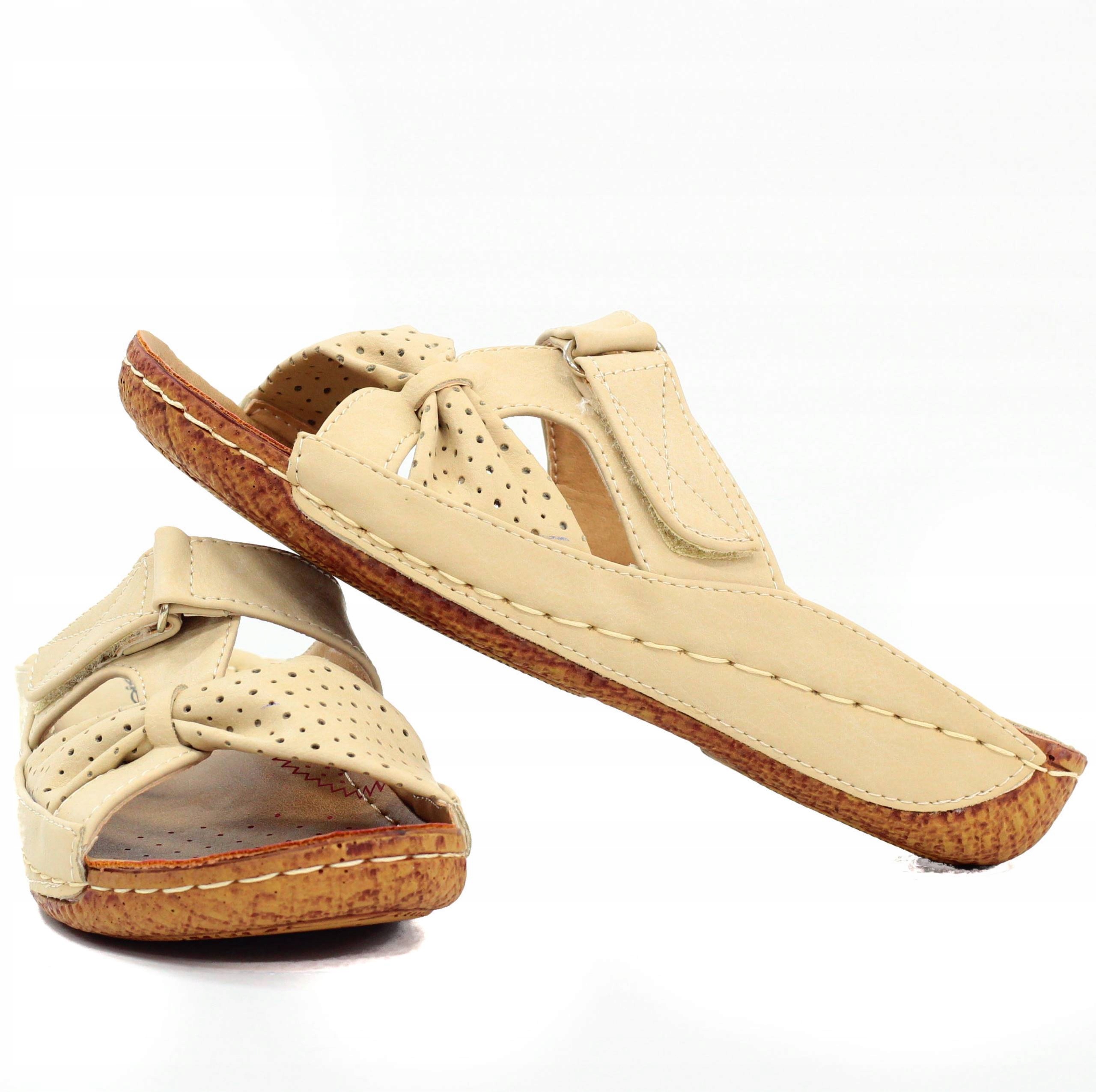 DAMSKIE KLAPKI LEKKIE WYGODNE SZYTY SPÓD Oryginalne opakowanie producenta pudełko