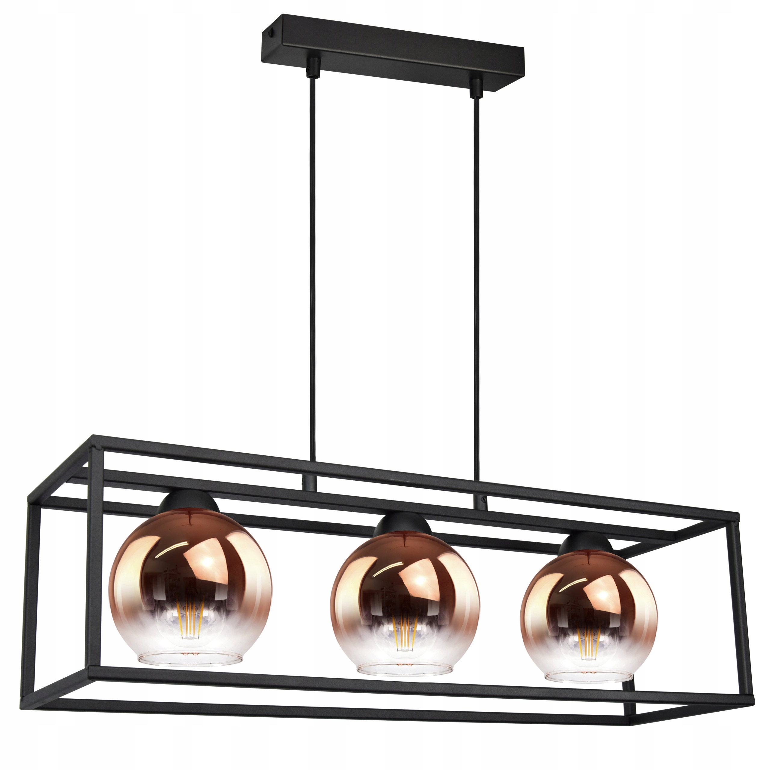 

Lampa Wisząca Klatka Kule Miedź Transparent Led