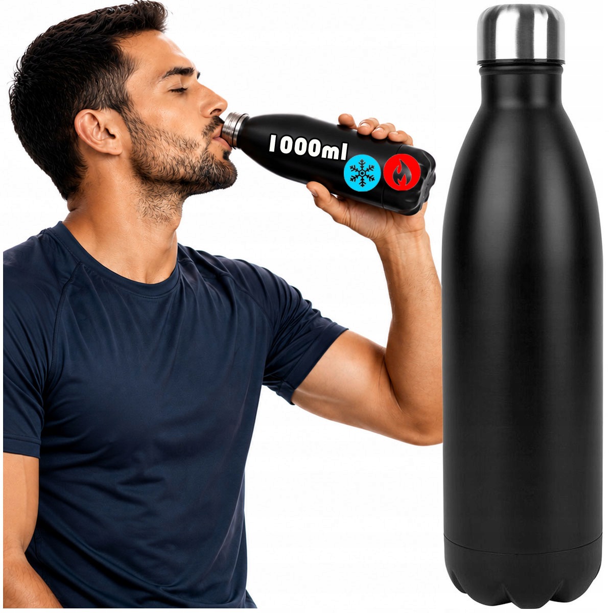 Butelka Termiczna Metalowa Bidon Termos Kubek Termiczny Na Wodę 1000ml 1L