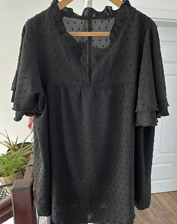 Krásná Halenka Size+ Nová vel 50/52 šifon Černá