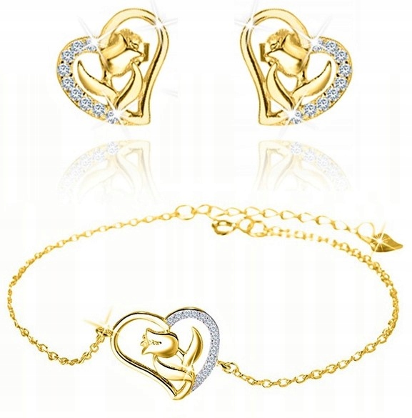 

Komplet Biżuterii Złotej Róże Serca Srebro 925