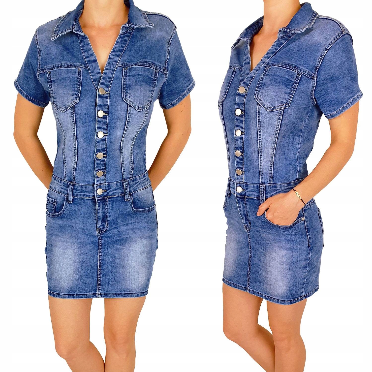 Dámské Šaty S Knoflíky, Krátké, velikost Plus