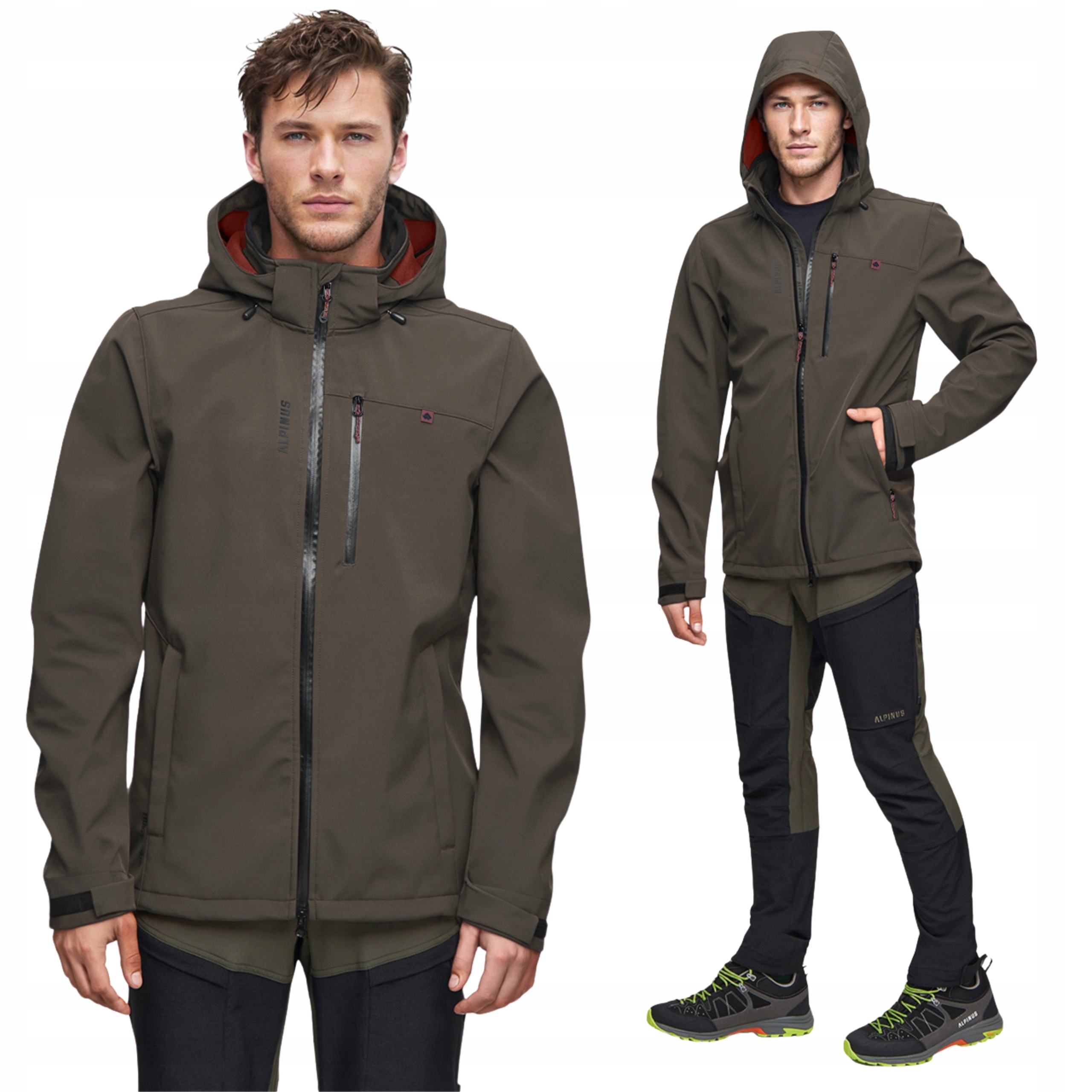Alpinus Kurtka Softshell Męska Z Kapturem Wodoodporna Membrana 10000 mm H2O