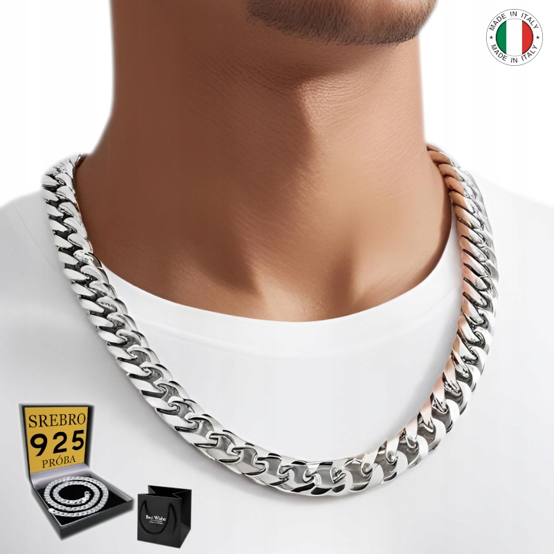 Stříbrný Řetízek Pánský stříbro o ryzosti 925 Diamantový řetěz 6 mm Italský