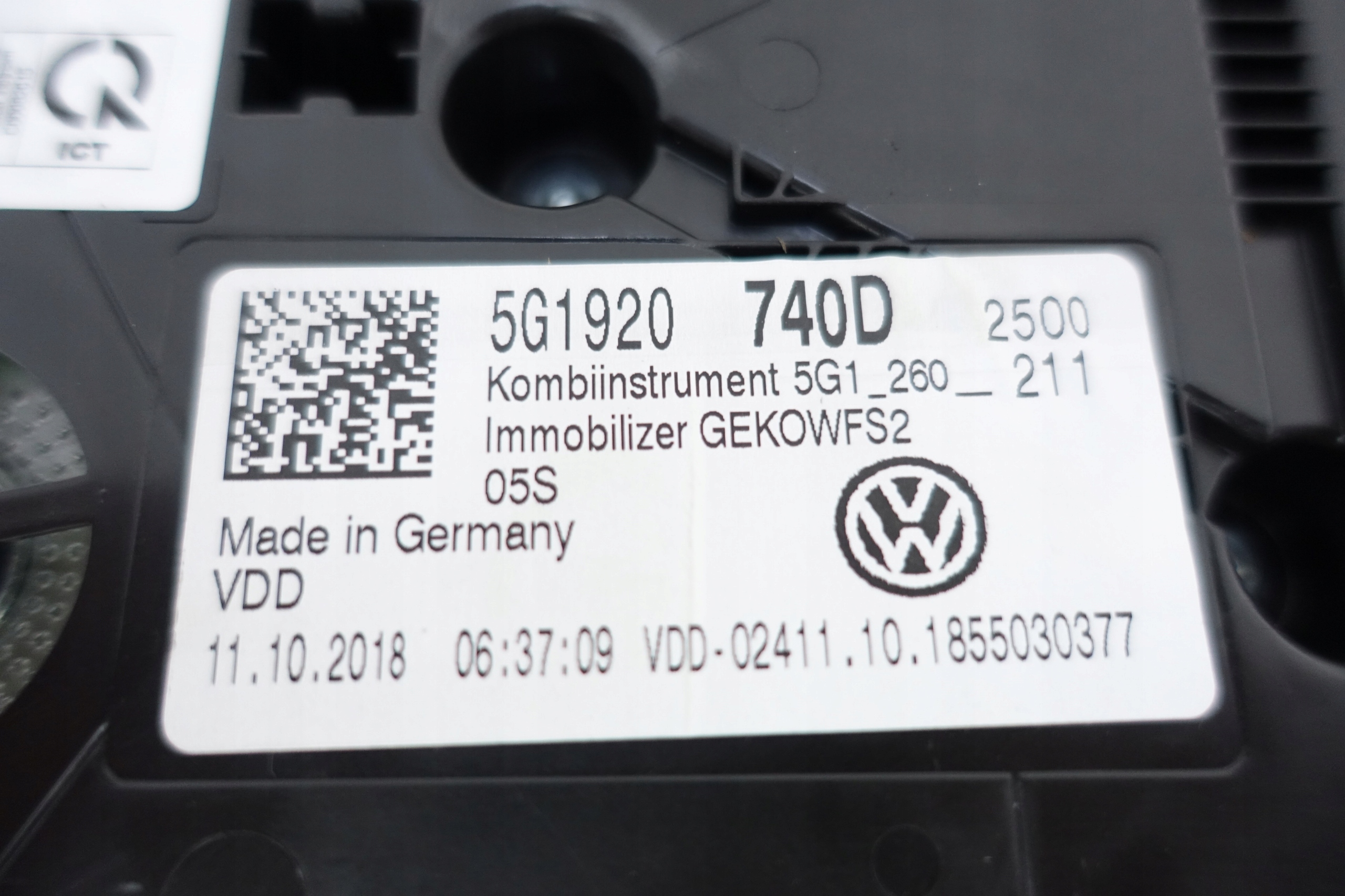 dials dials VW GOLF VII 7 5G 54796KM 5G1920740D