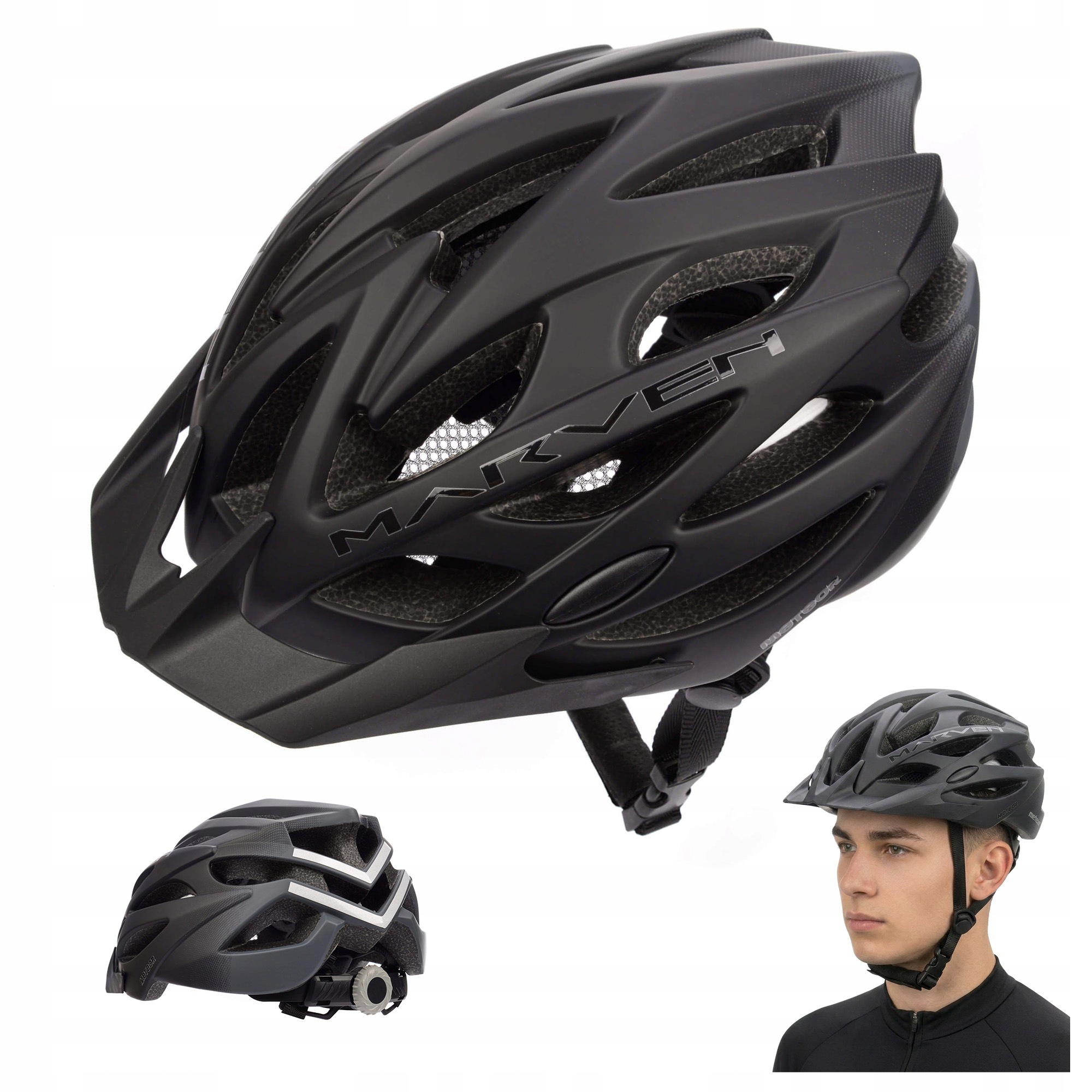 Lehká nastavitelná cyklistická přilba na kolo s kšiltem Meteor Marven L 58-61 cm