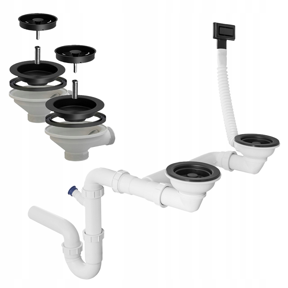 Čierny Dvojkomorový Obdĺžnikový Sifón