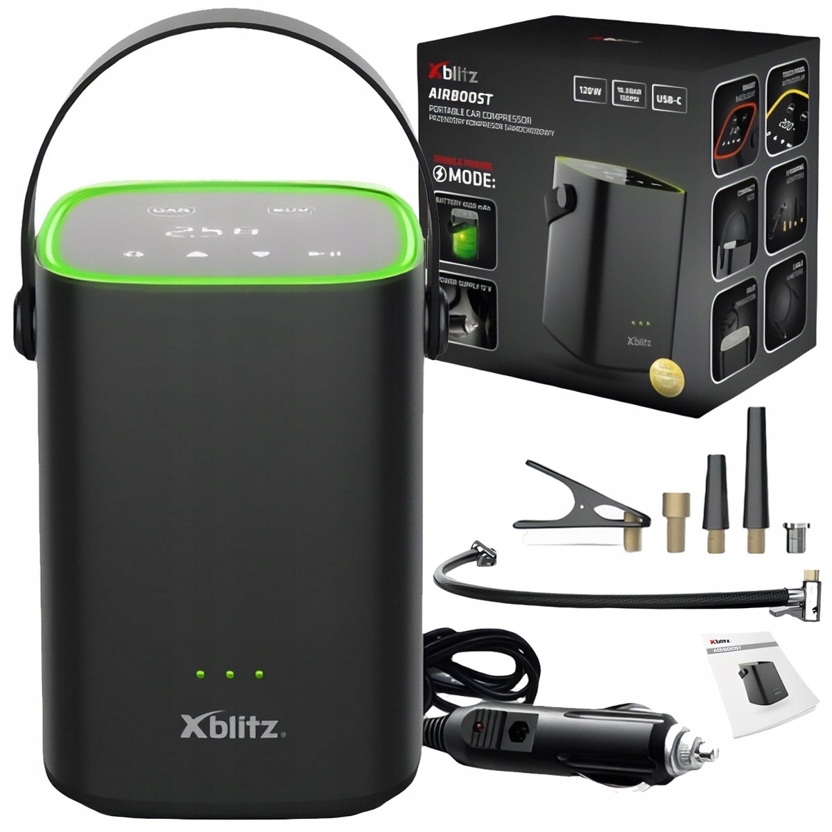 KOMPRESOR SAMOCHODOWY XBLITZ AIRBOOST 12V PRZENOŚNA SPRĘŻARKA ELEKTRYCZNA