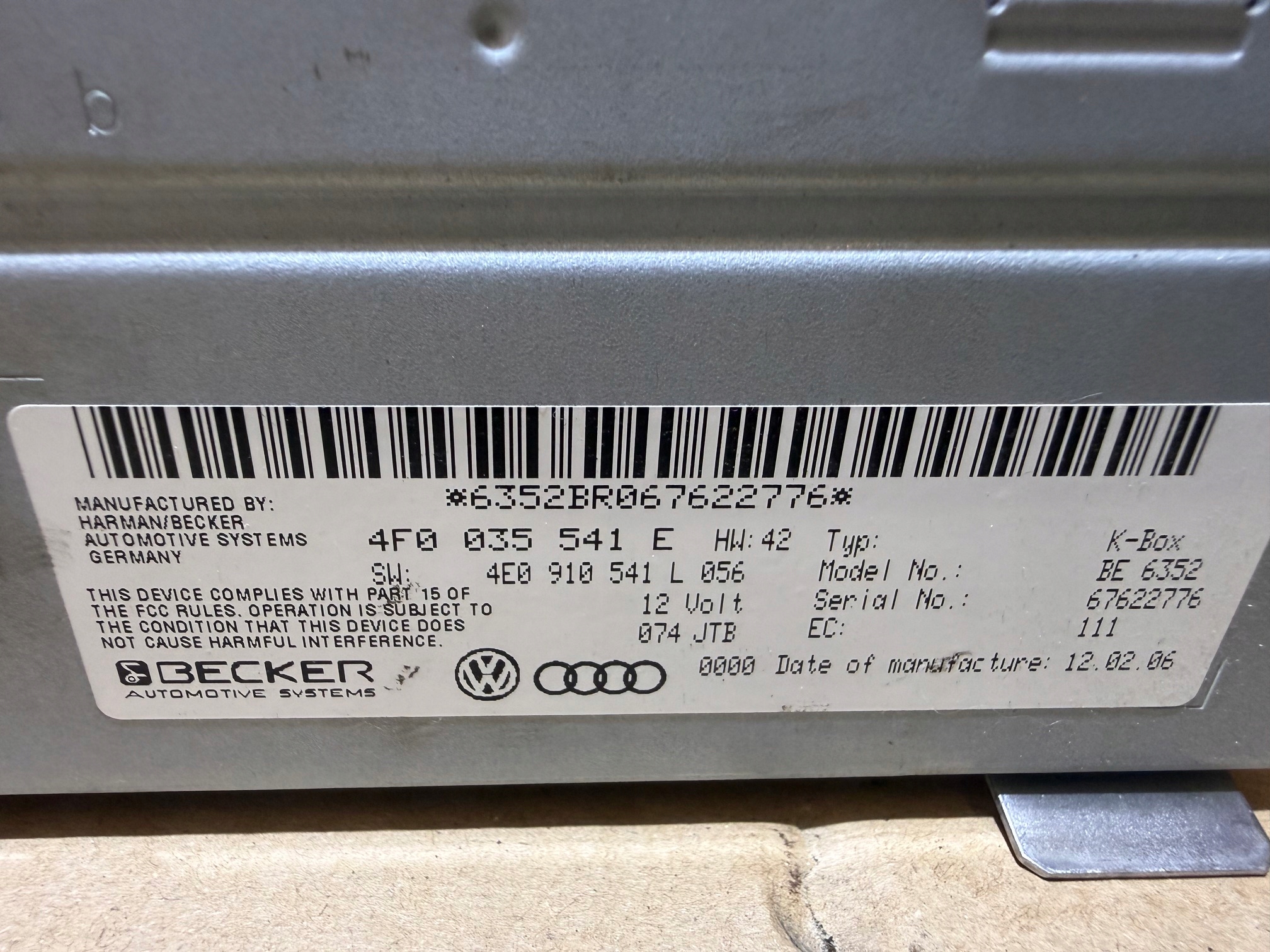 AUDI A6 C6 A8 D3 Q7 4L modulo TUNER RADIA 4F0035061B