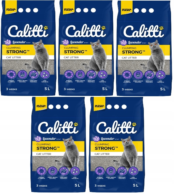 Żwirek betonitowy dla kota lawendowy Calitti Strong 5x5L