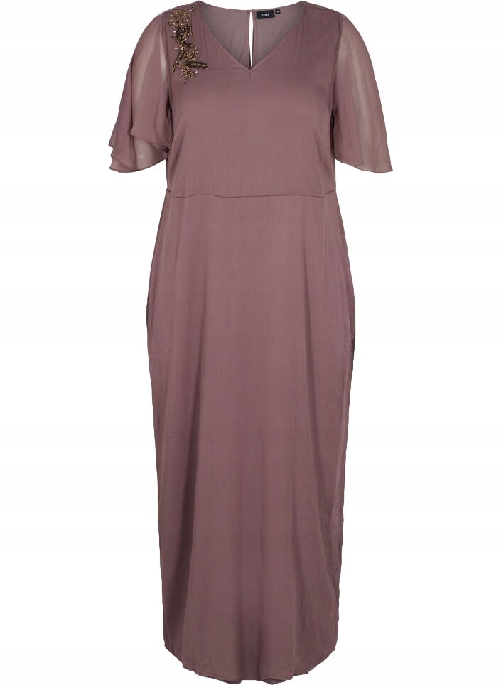 ZIZZI ELEGANCKA SUKIENKA MAXI DETALE 744A 44 Kolor beżowy