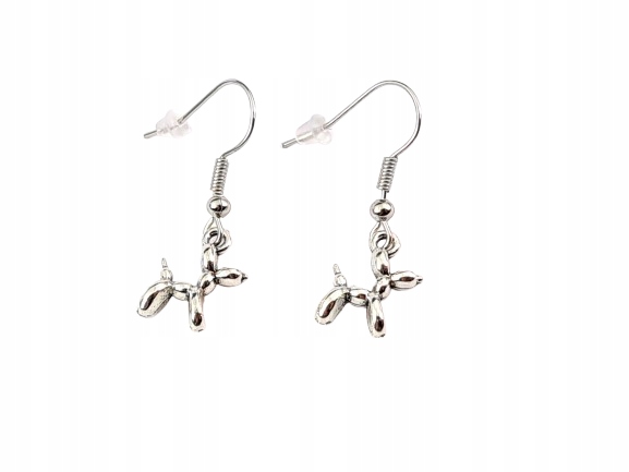 Naszyjnik i Kolczyki Zestaw dla Dziewczynki z Pieskiem Balonowym Piesek Kolor srebrny