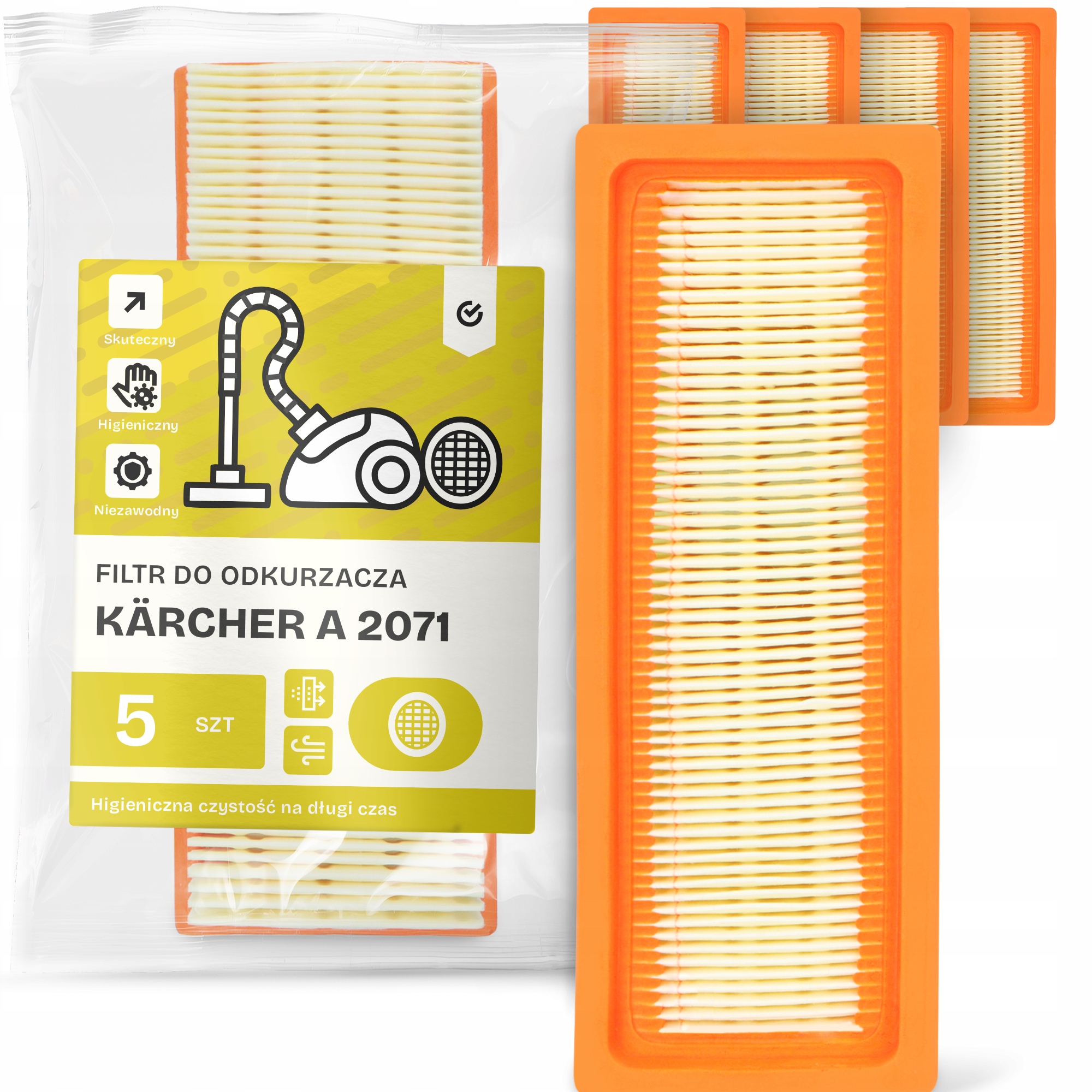 5 x Vzduchový Filtr pro vysavač Kärcher A 2071 Omyvatelný Silný Em-w