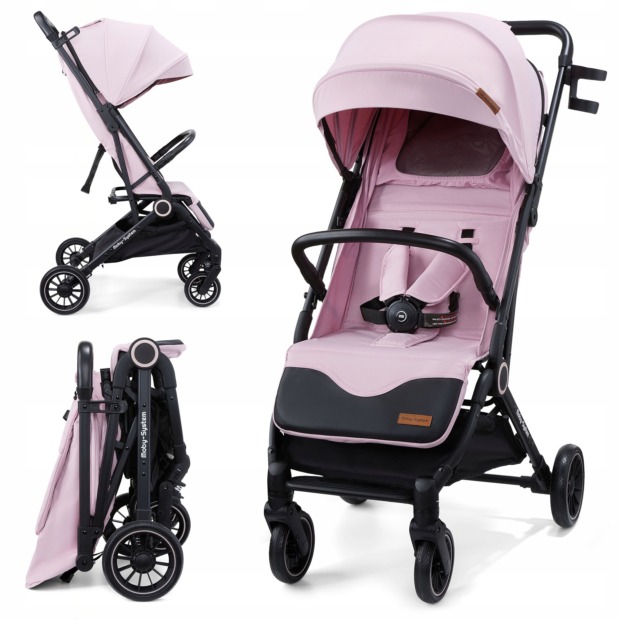 Wózek dziecięcy Spacerówka Moby-System Lena Pink Pro z funkcją Walizki