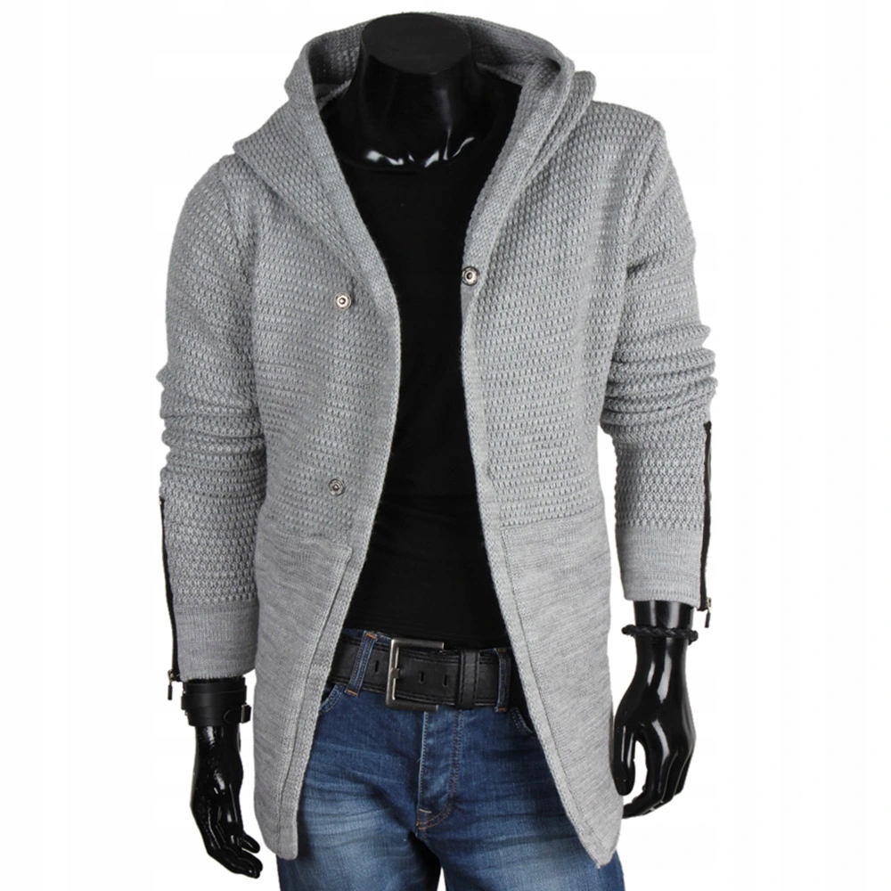 Teplý tlustý pánský svetr s kapucí Kardigan