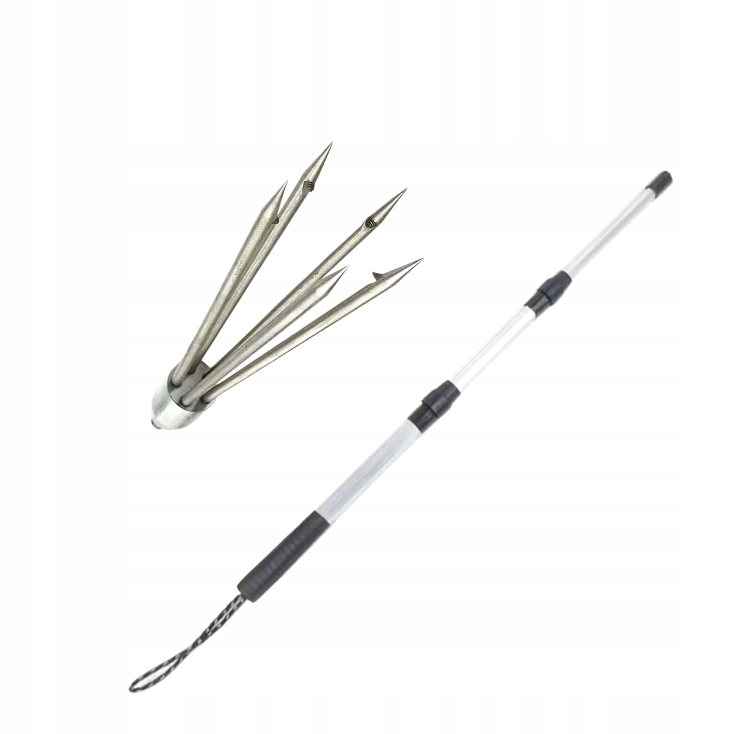 Włócznia ręczna teleskopowa z grotem w okręgu 5 zębnym ze stali nierdzewnej