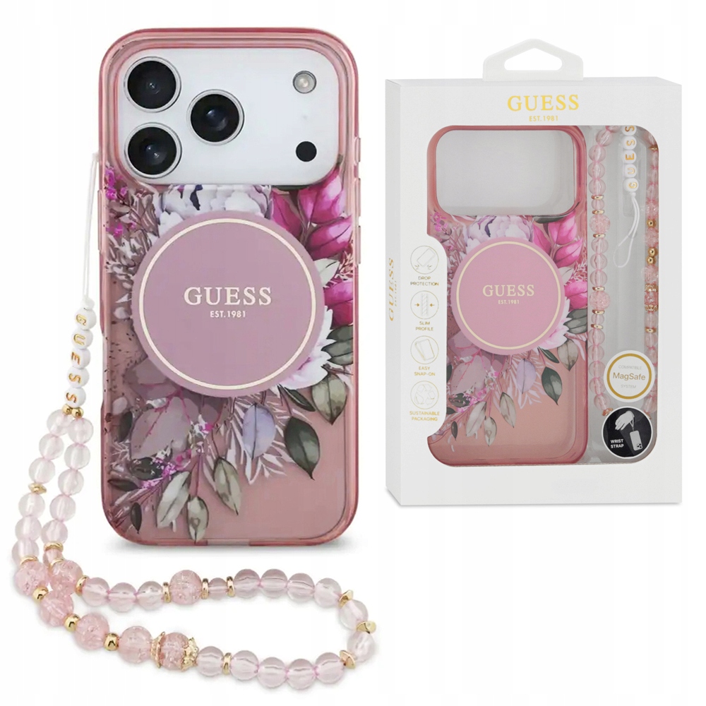 Guess Originální pouzdro pro MagSafe s přívěskem na ruku pro iPhone 17 Pro Max