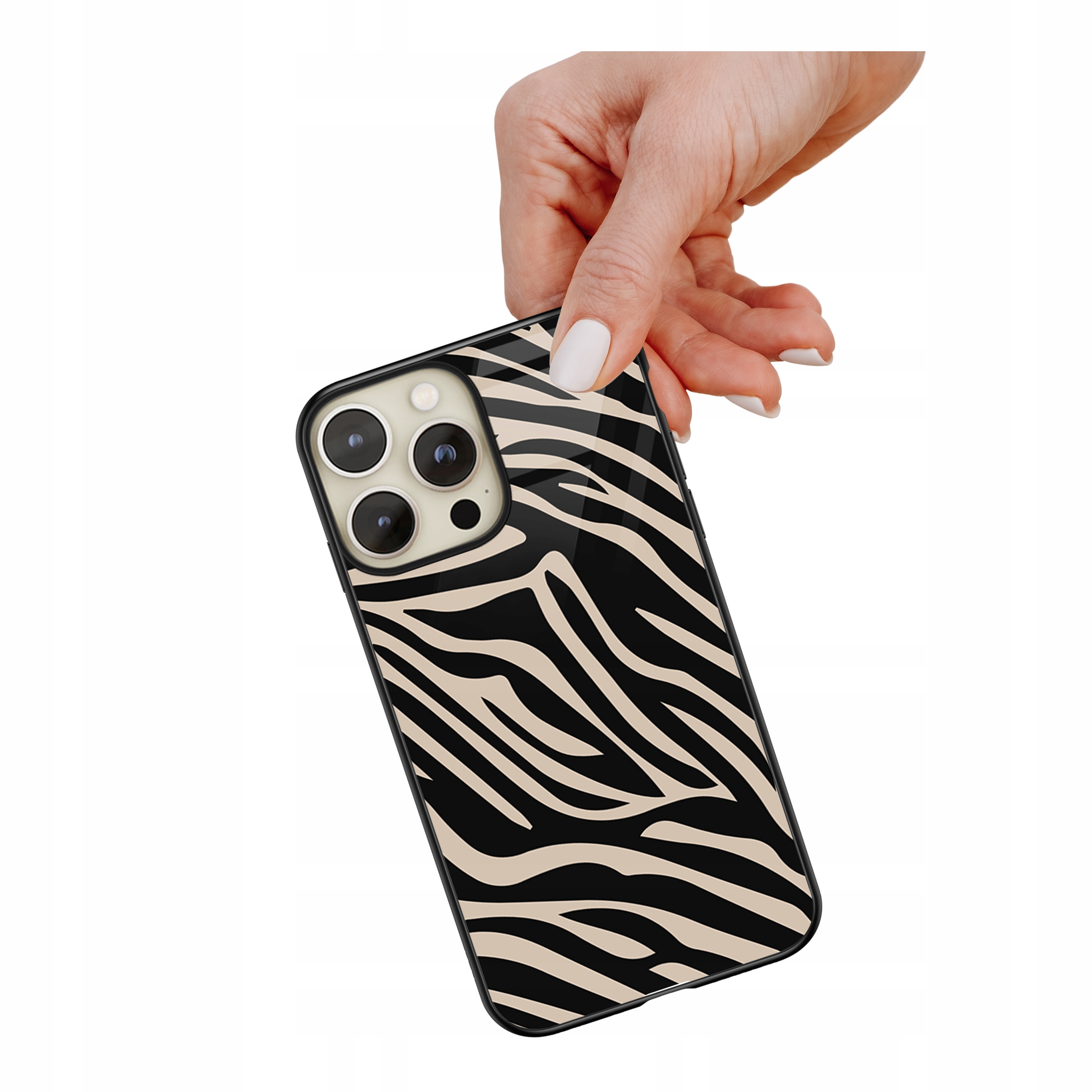 Etui szklane ceramiczne do iPhone 15 Pro Max Zebra