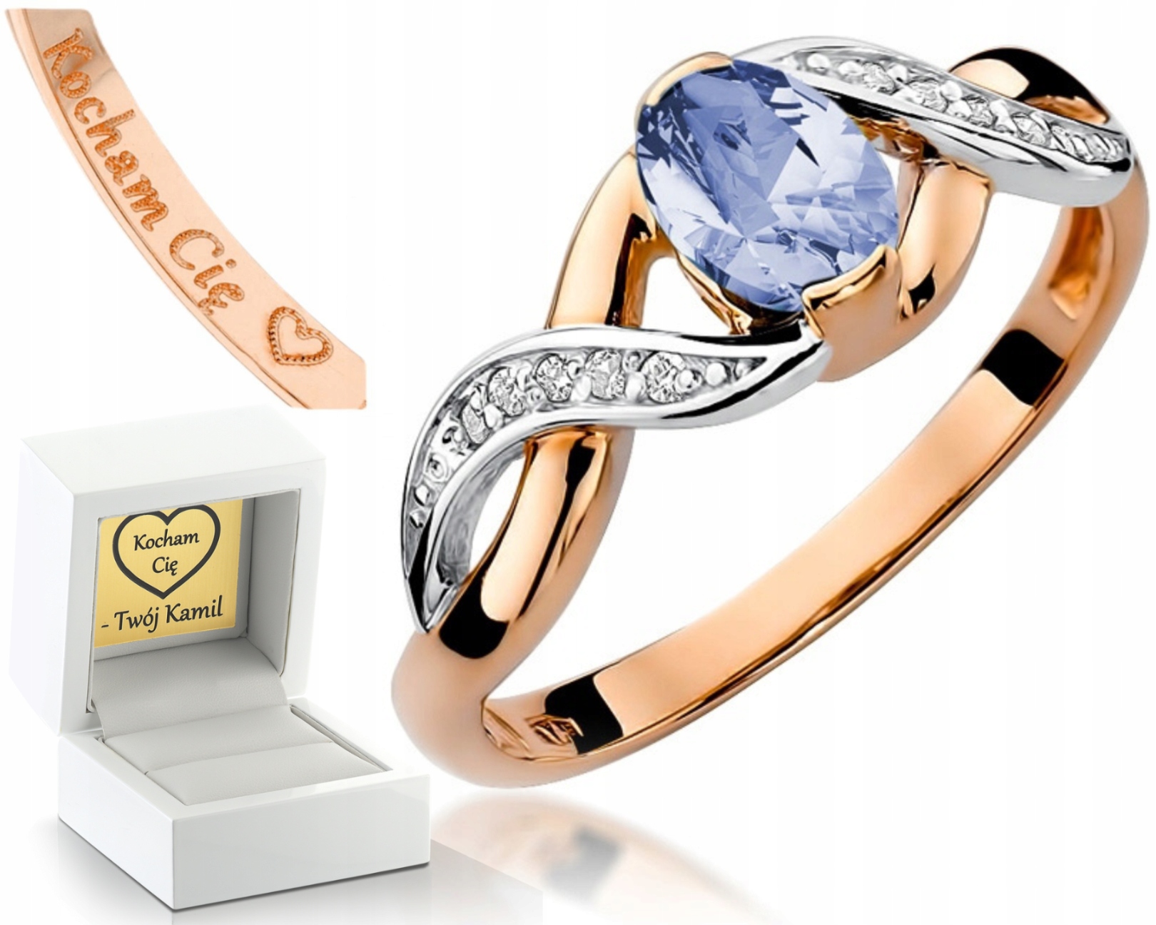 Prstýnek Tanzanitové Brilianty Z Růžového Zlata 585