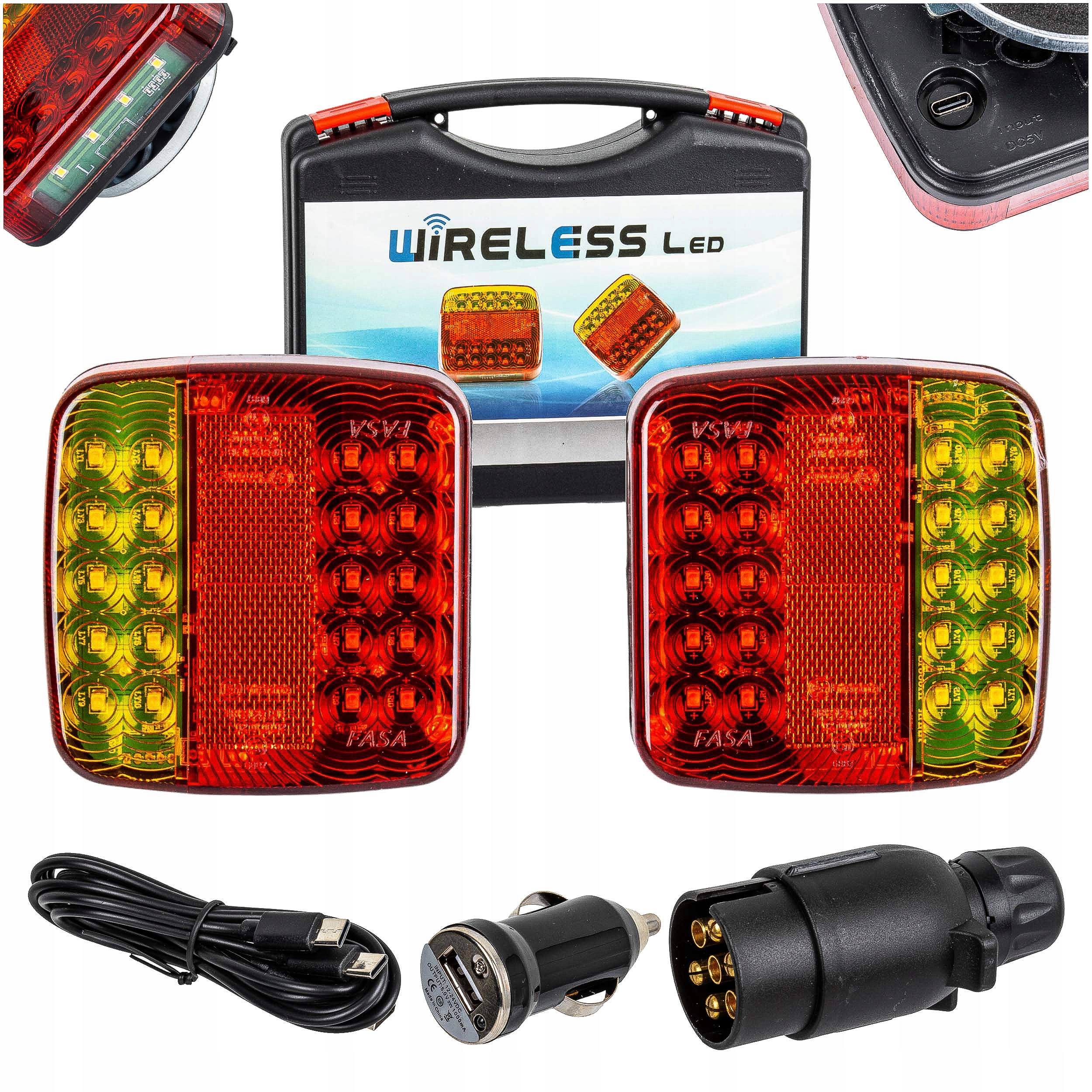 Sada Bezdrátových Zadních Přívěsů Na Magnet 24 Led Kufr 12V 24V