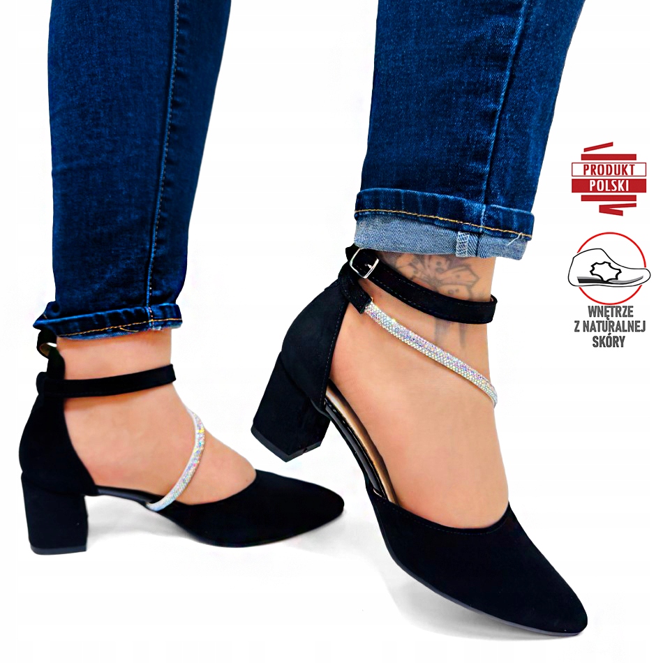 Černé Semišové Sandály Na Podpatku, Boty Na Nízkém Podpatku, Kožená Stélka 40