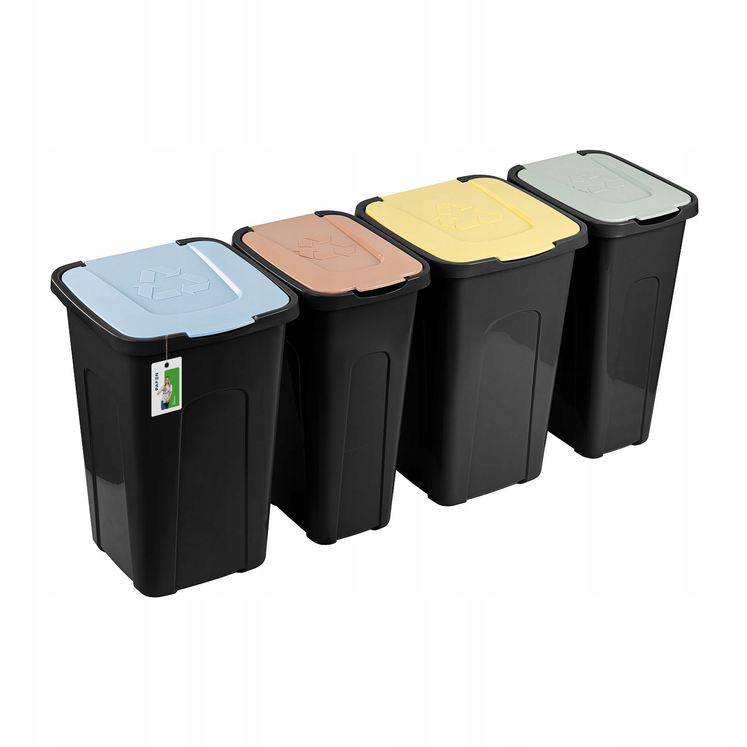 4 Koše na odpadky Černé 30L zelené a hnědé 50L modré a žluté