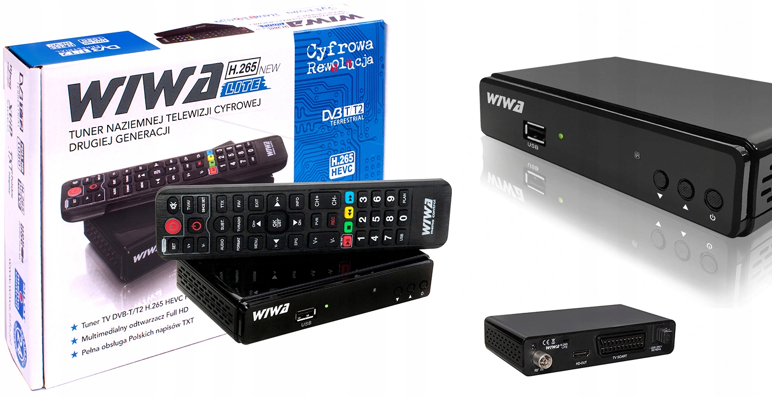 

Dekoder Tuner Wiwa Tv Naziemnej DVB-T2 H.265 Lite