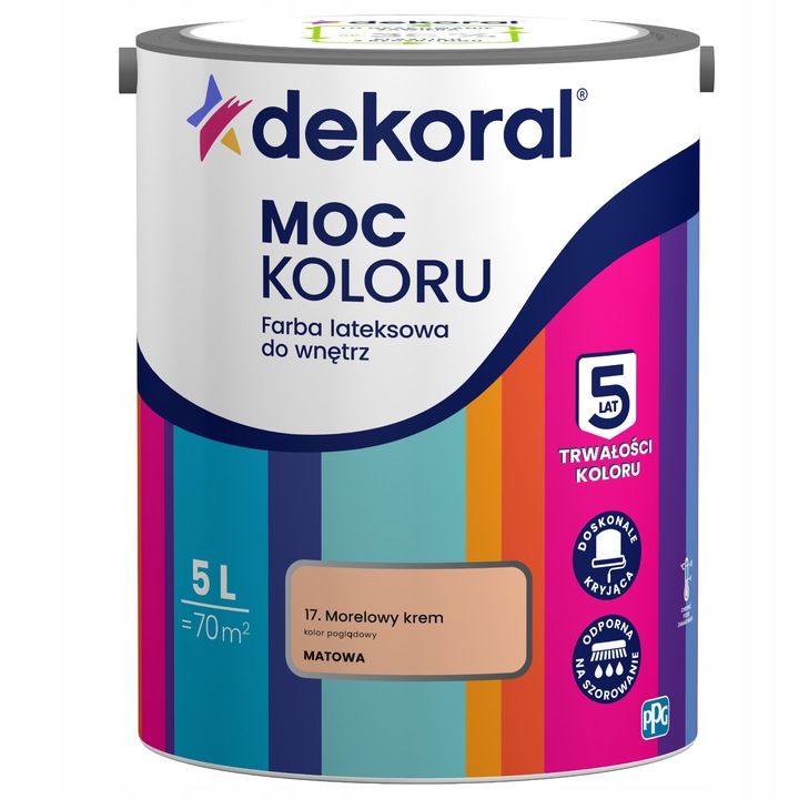 Dekoral Farba Moc Koloru 5l Morelowy Krem