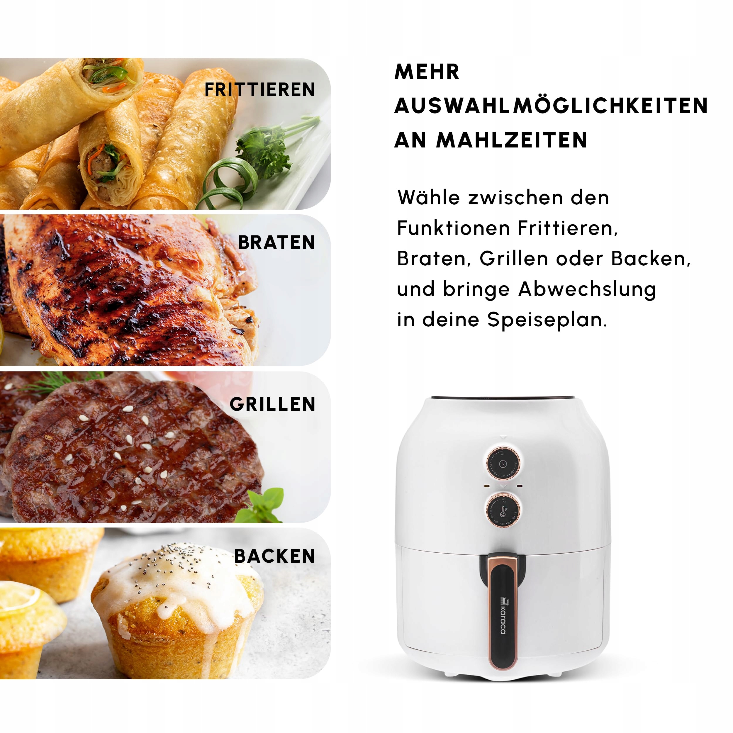 KARACA Frytkownica Beztłuszczowa 3.5L 1300W Energooszczędna Zdrowe Smażenie — miniatura 8