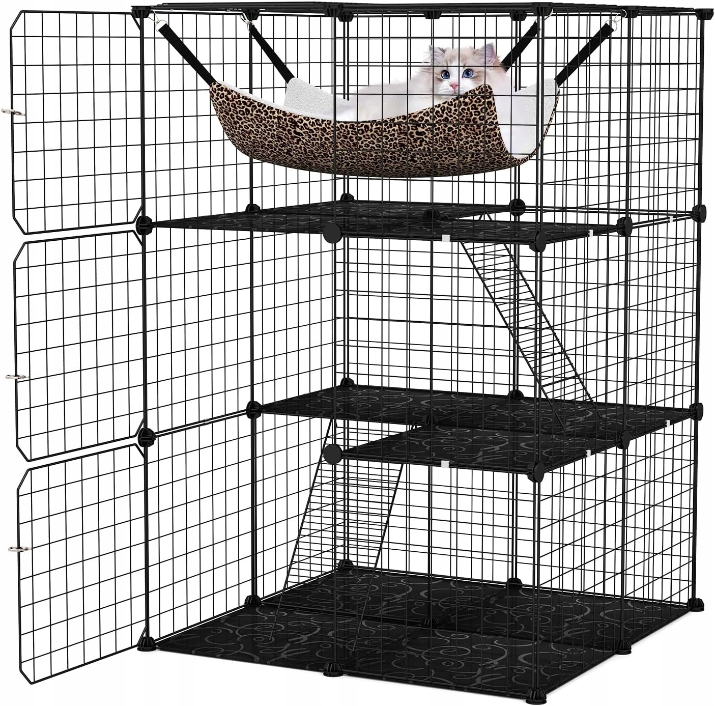 3 Piętra Poziomy Klatka Dla Kota Zagroda Kojec Zwierząt Fretki Wybieg Domek