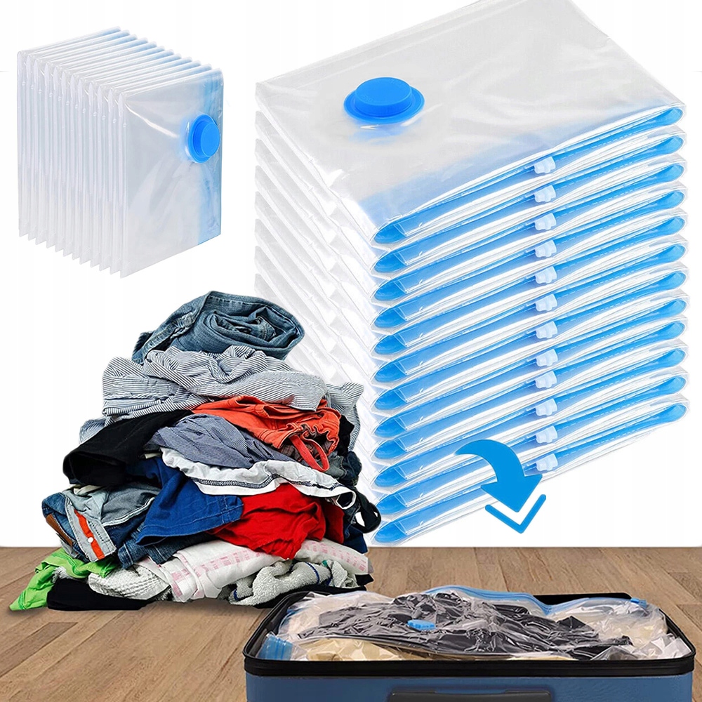 12 vakuových sáčků na skladování oblečení, 80 x 100 cm