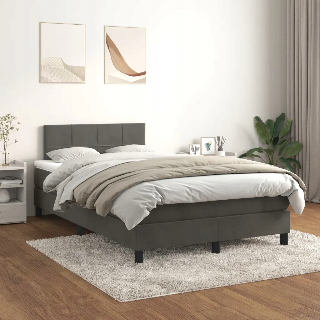 Box spring postel s matrací tmavě šedá 120 x 200 cm samet Šedá 3141294
