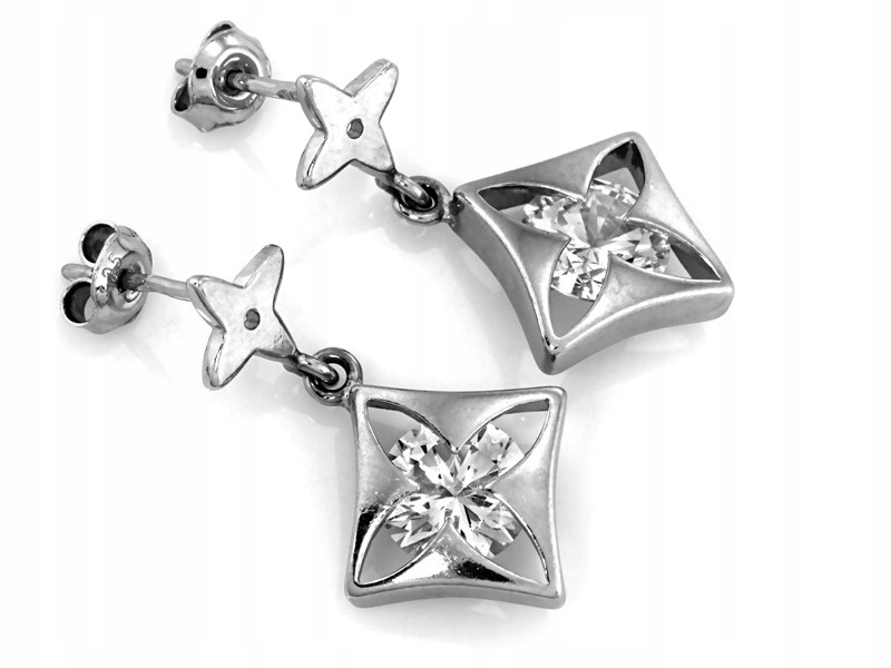 Náušnice ze stříbra 925 s kamínky a květinou od klenotníka, efektní