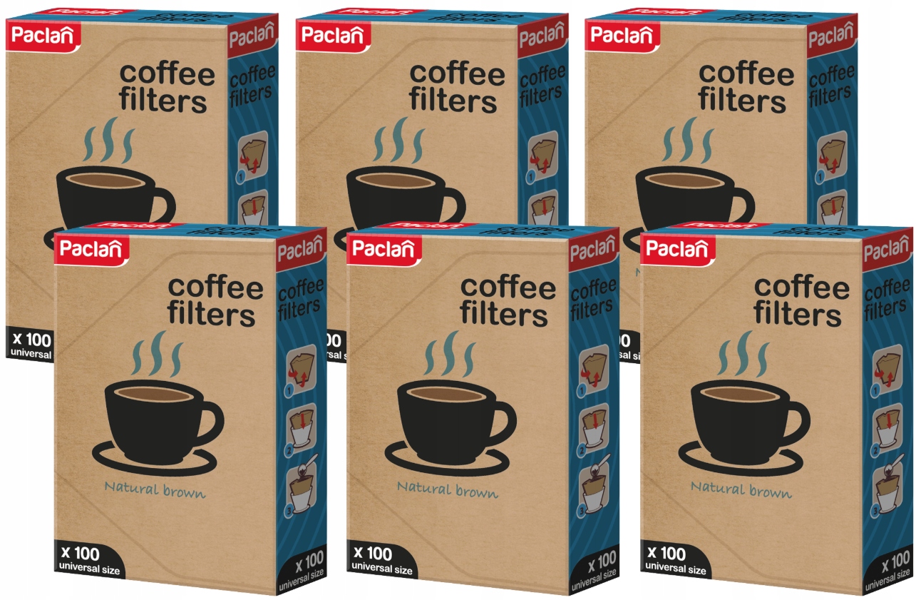 Levně Paclan Univerzální papírový jednorázový filtr na kávu 6 x 100 kusů