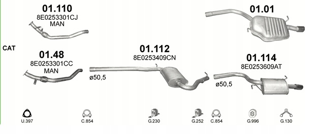 Tłumik końcowy 01.114 AUDI A4 2.0 + ZESTAW MONTAŻ EAN (GTIN) 5904157300684