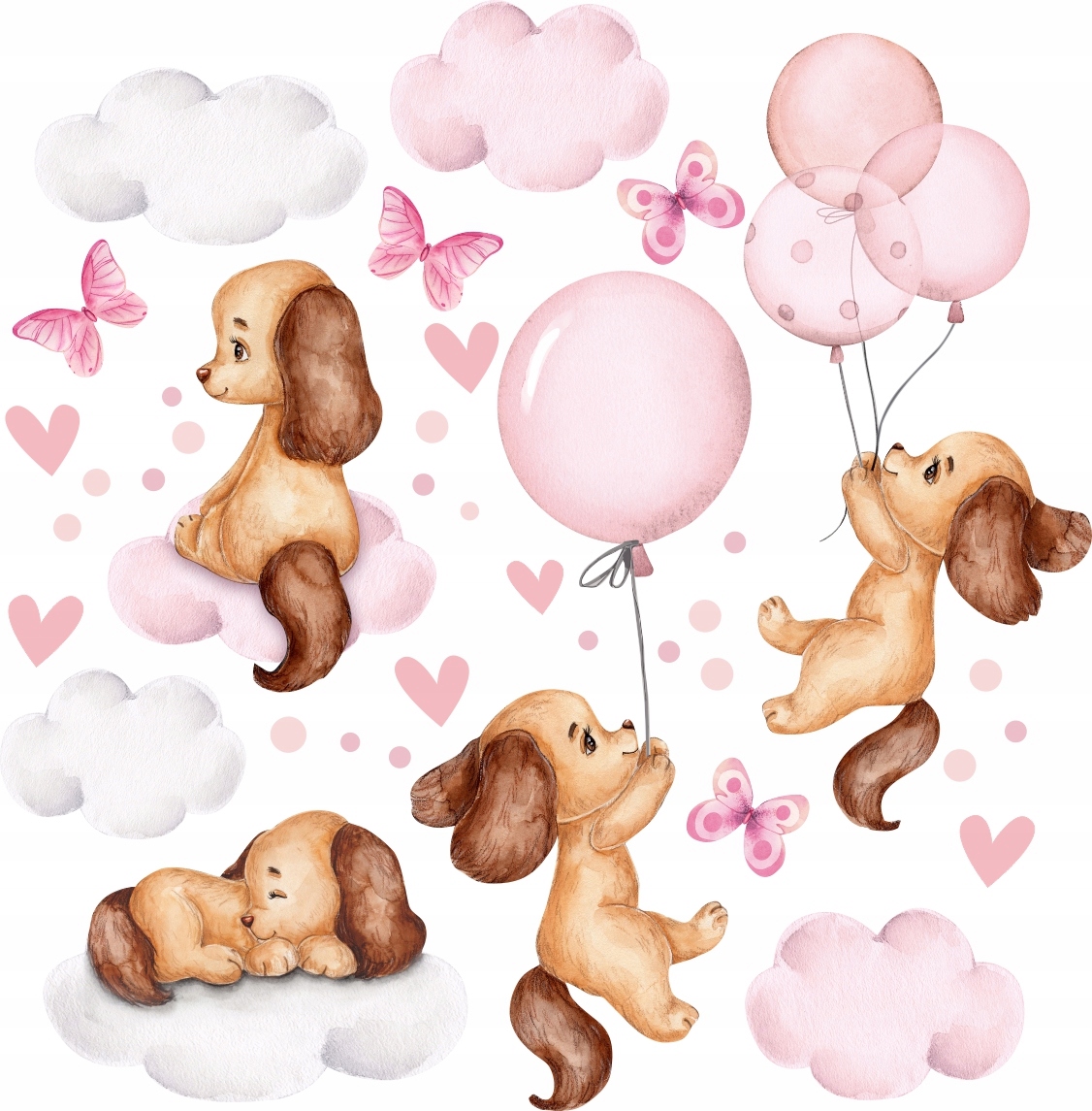 Naklejki Na Ścianę Psy Balony Piesek 100x200cm PSY7