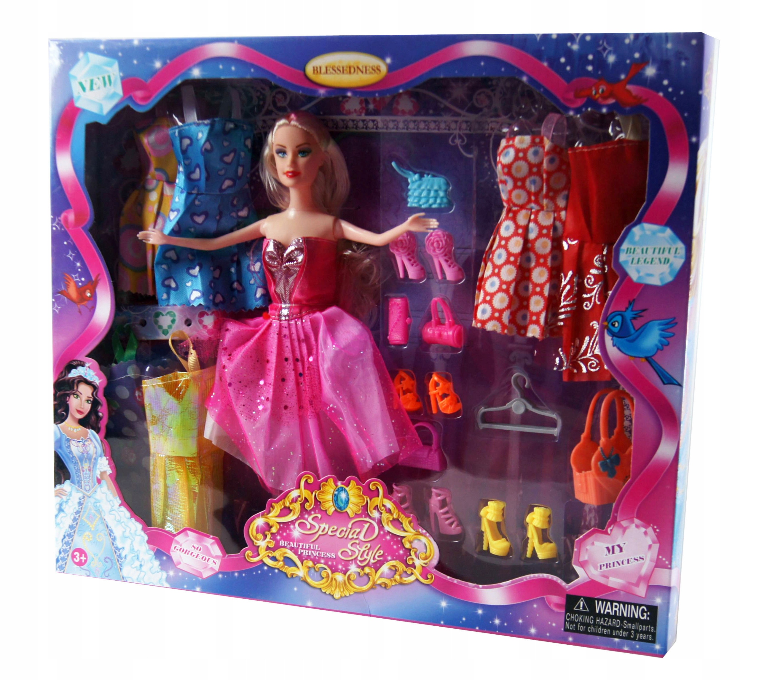 

Lalka typu Barbie Zestaw 6 Sukienek Buty Akcesoria
