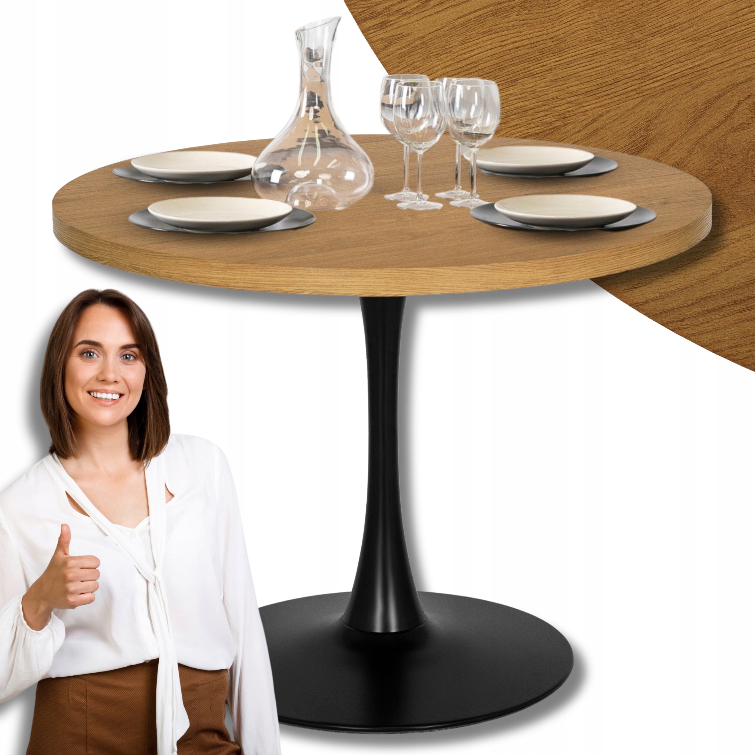 Stůl Kulatý Loftový dub Zlatý Kuchyňský do jídelny Obývacího pokoje Lino Ø100