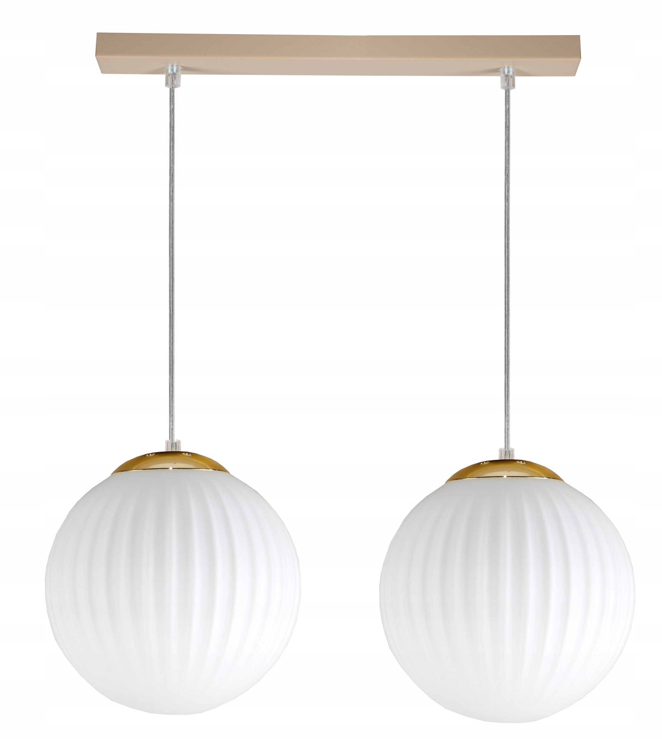 LAMPA PLAFON WISZĄCA SUFITOWA ŻYRANDOL NOWOCZESNA ECRU BEŻ BIAŁE KULE LED