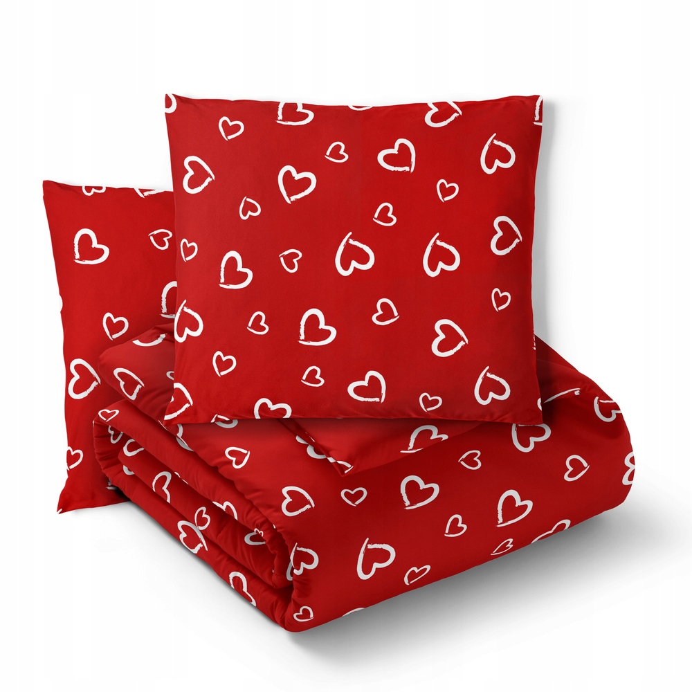 Sada Povlečení 160x200 2x70x80, 100% Bavlna, 140 g/m2, vzor: Bílé srdce