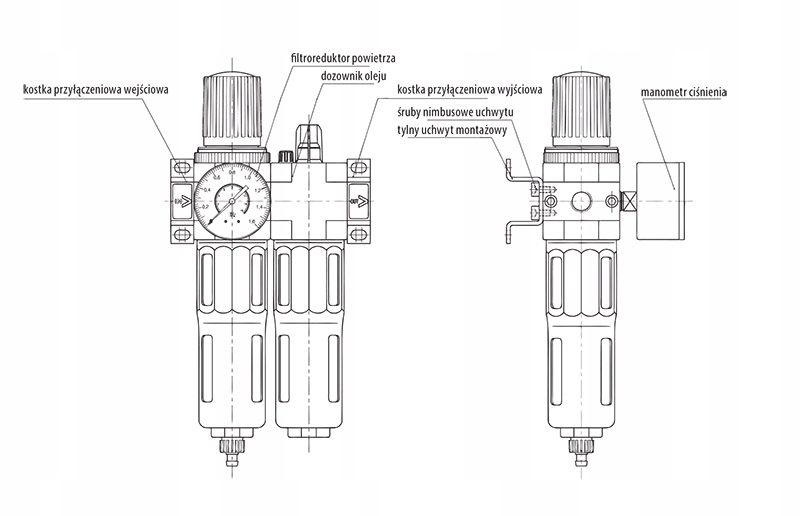 Blok przygotowania powietrza 1/2'' MIDI filtr olej Marka Rectus