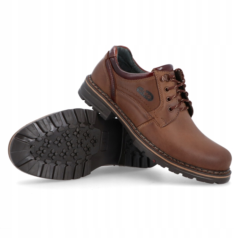 PÓŁBUTY MĘSKIE CAŁOROCZNE SKÓRA 010 TRAPERY r 44 Kolor brązowy