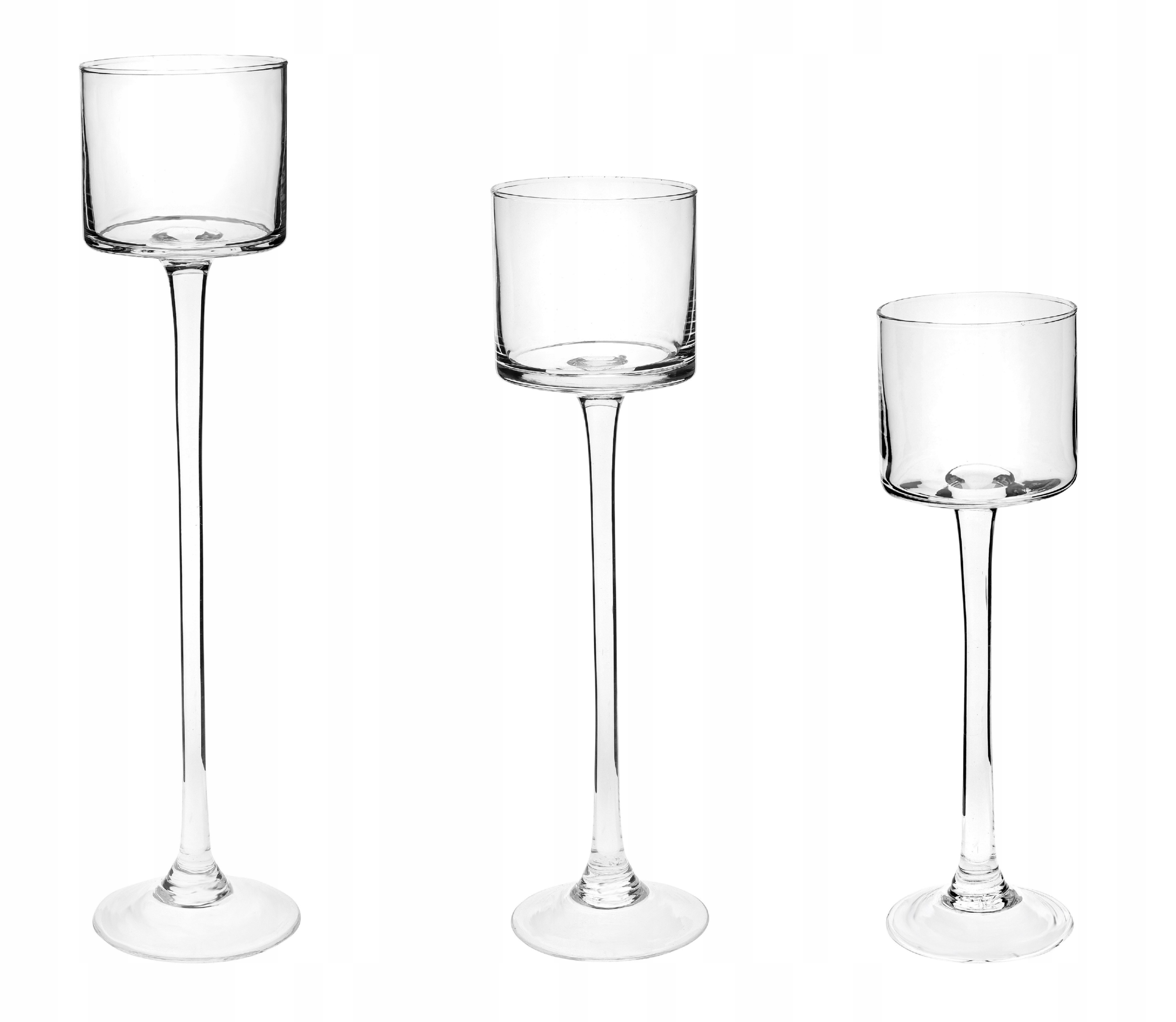 Набор из 3 стеклянных подсвечников h 40/35/28 см