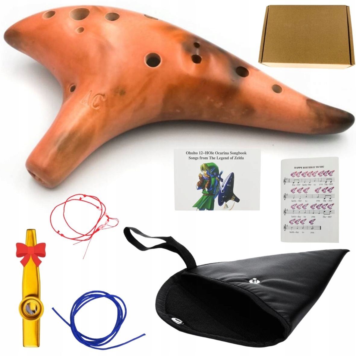 

Okaryna Ceramiczna brązowa etui chwyty nuty Pro