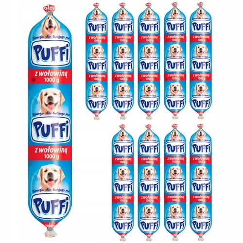 Levně Klobásová tyčinka Krmivo pro psa s hovězím masem Puffi 10 x 1 kg