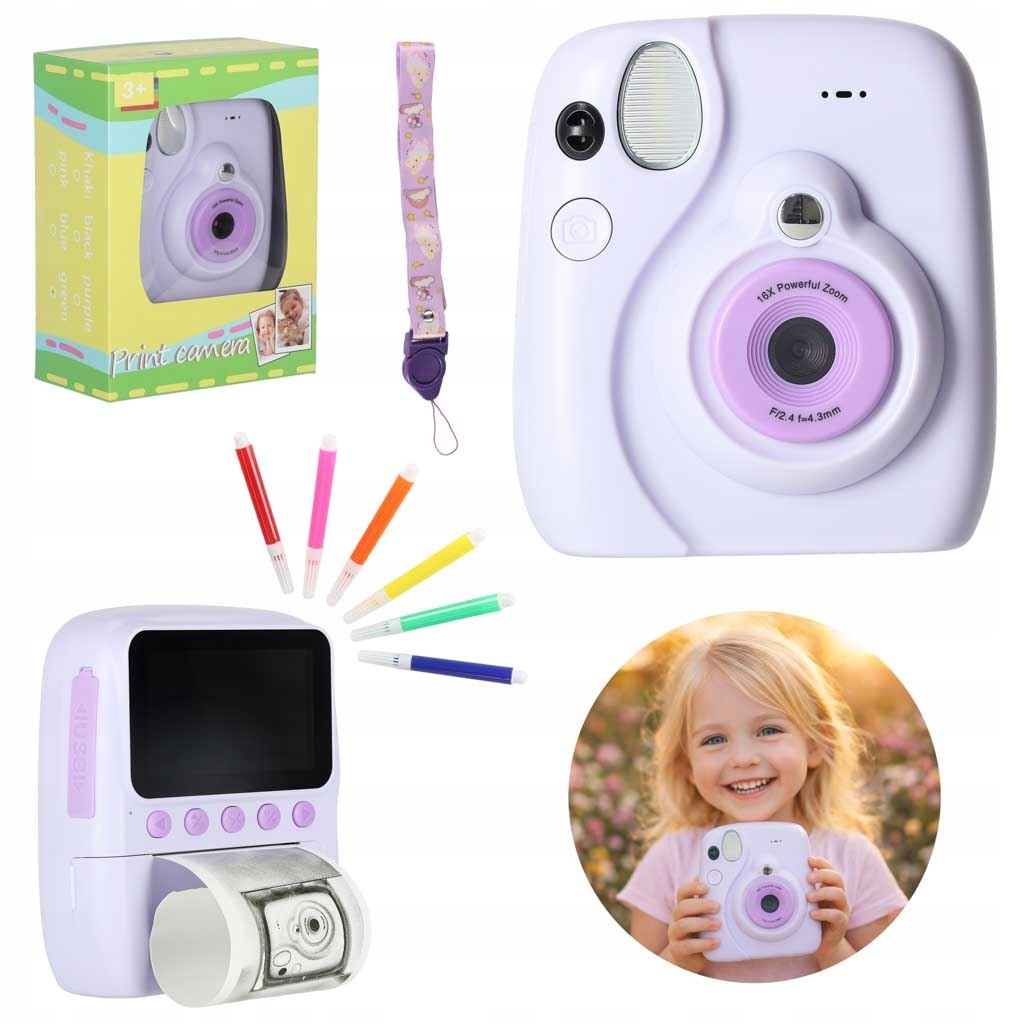 Digitální instantní fotoaparát 16x náplň popisovače fialová