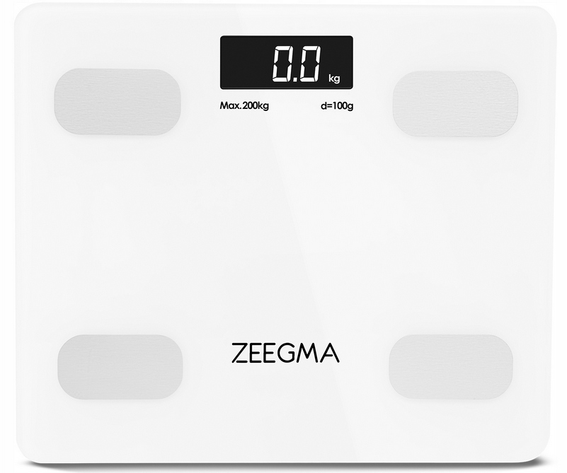 INTELIGENTNA WAGA ŁAZIENKOWA BLUETOOTH ANALITYCZNA APLIKACJA ZEEGMA 17W1 Model waga do łazienki Google Fit, Apple Health, Fitbit