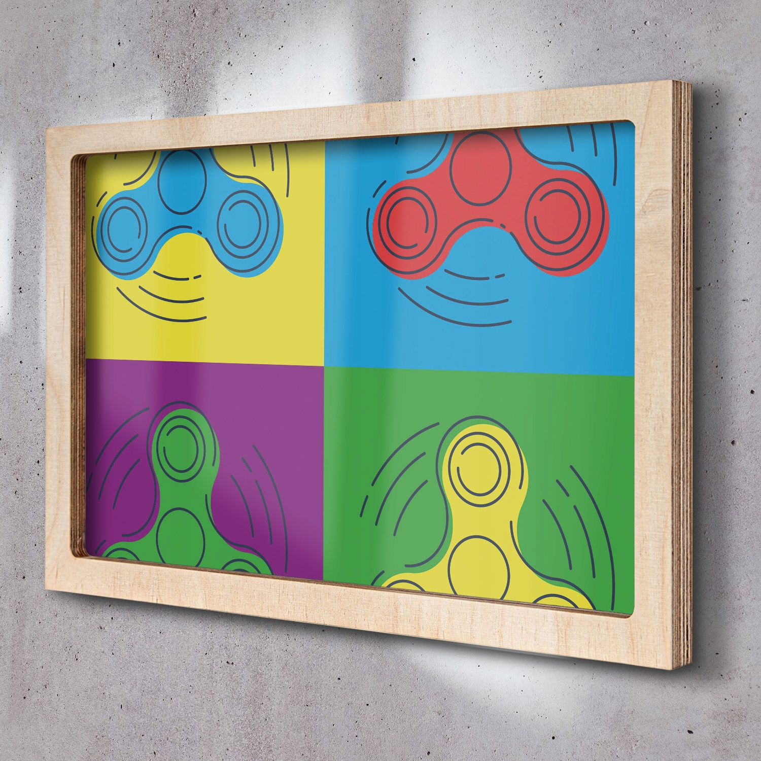 Nástěnný dřevěný fotoobraz Fidget spinner 65x45